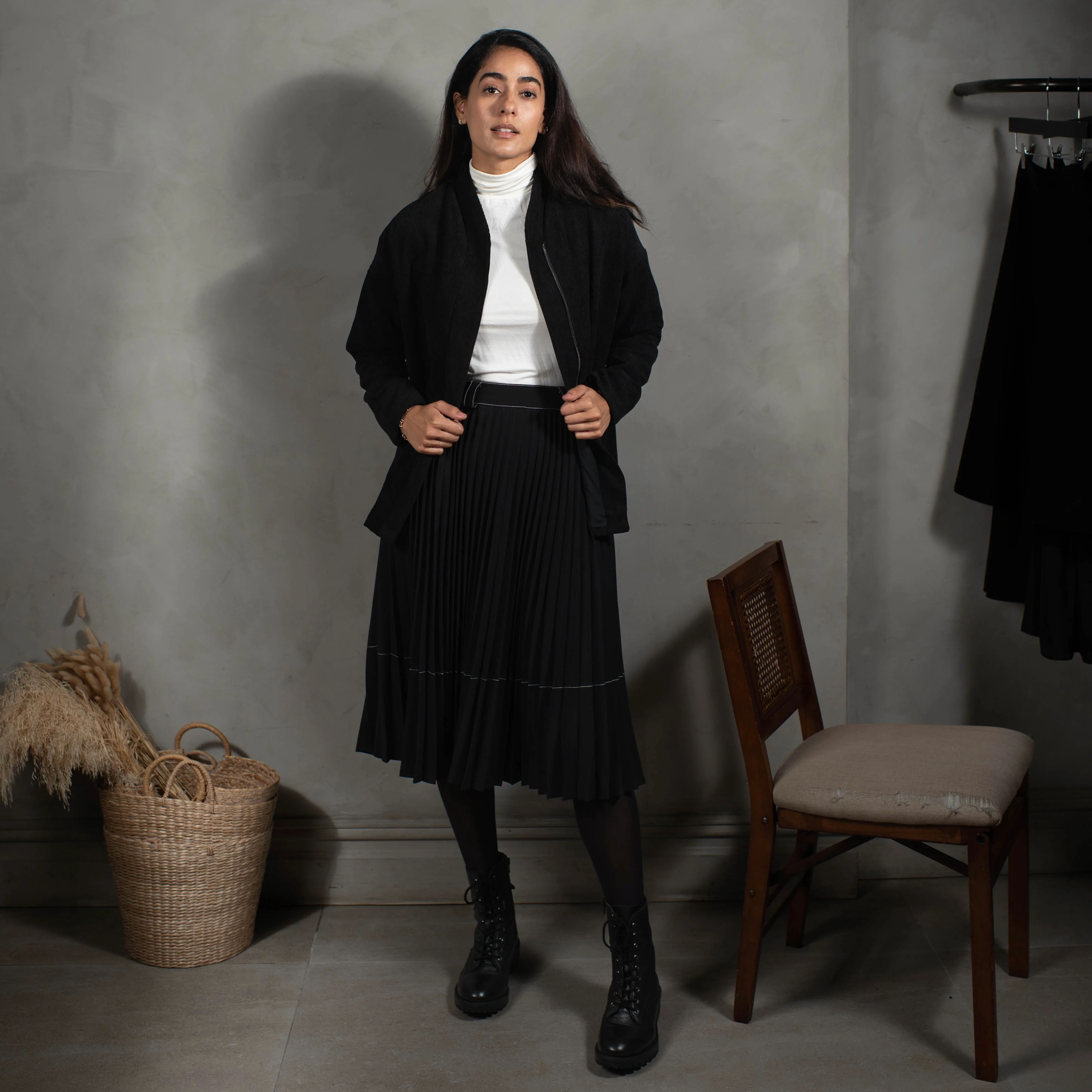 Stitched Pleated Skirt | Black [Final Sale] - Image 3