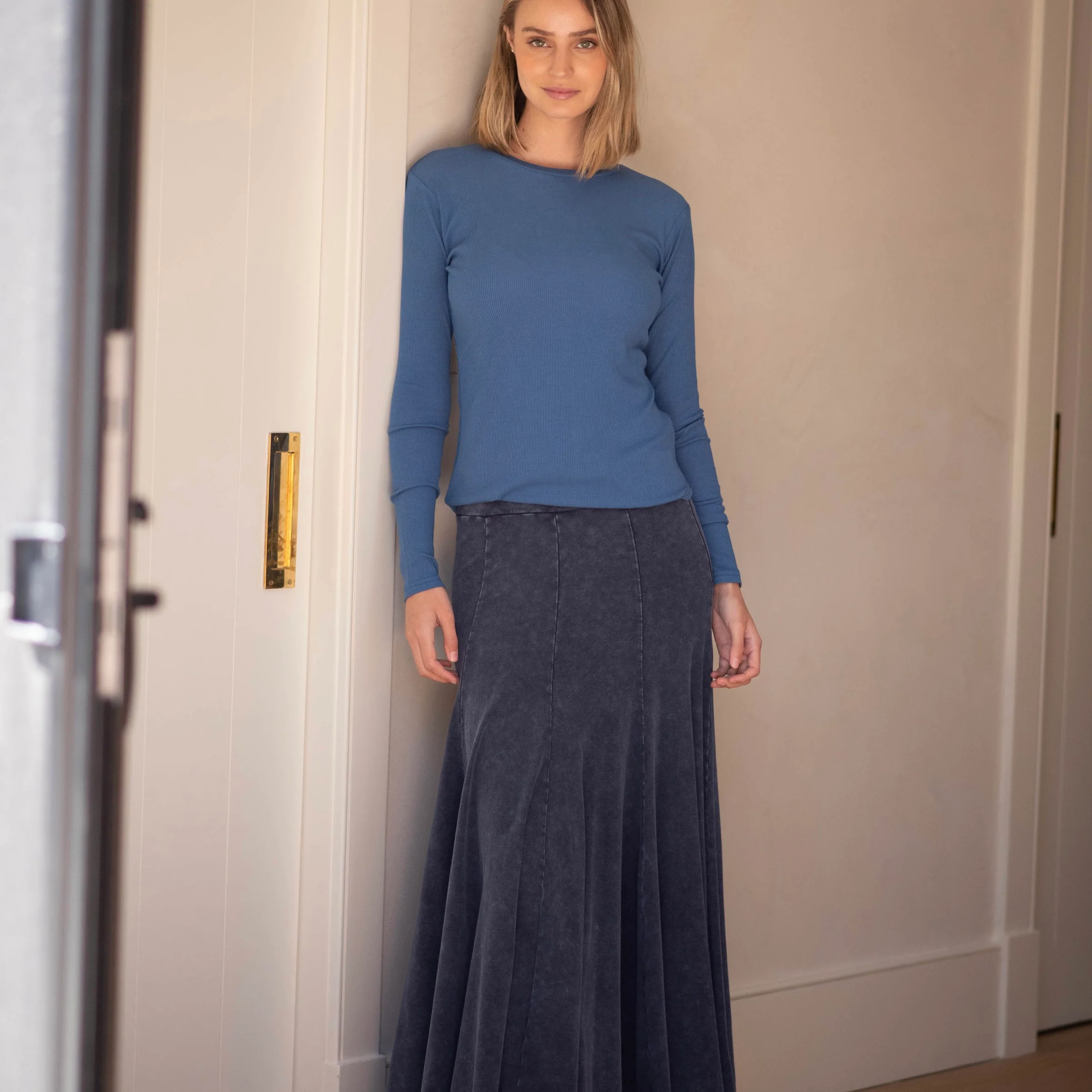 Acid Washed Panel Skirt | Blue [Final Sale] - Image 5