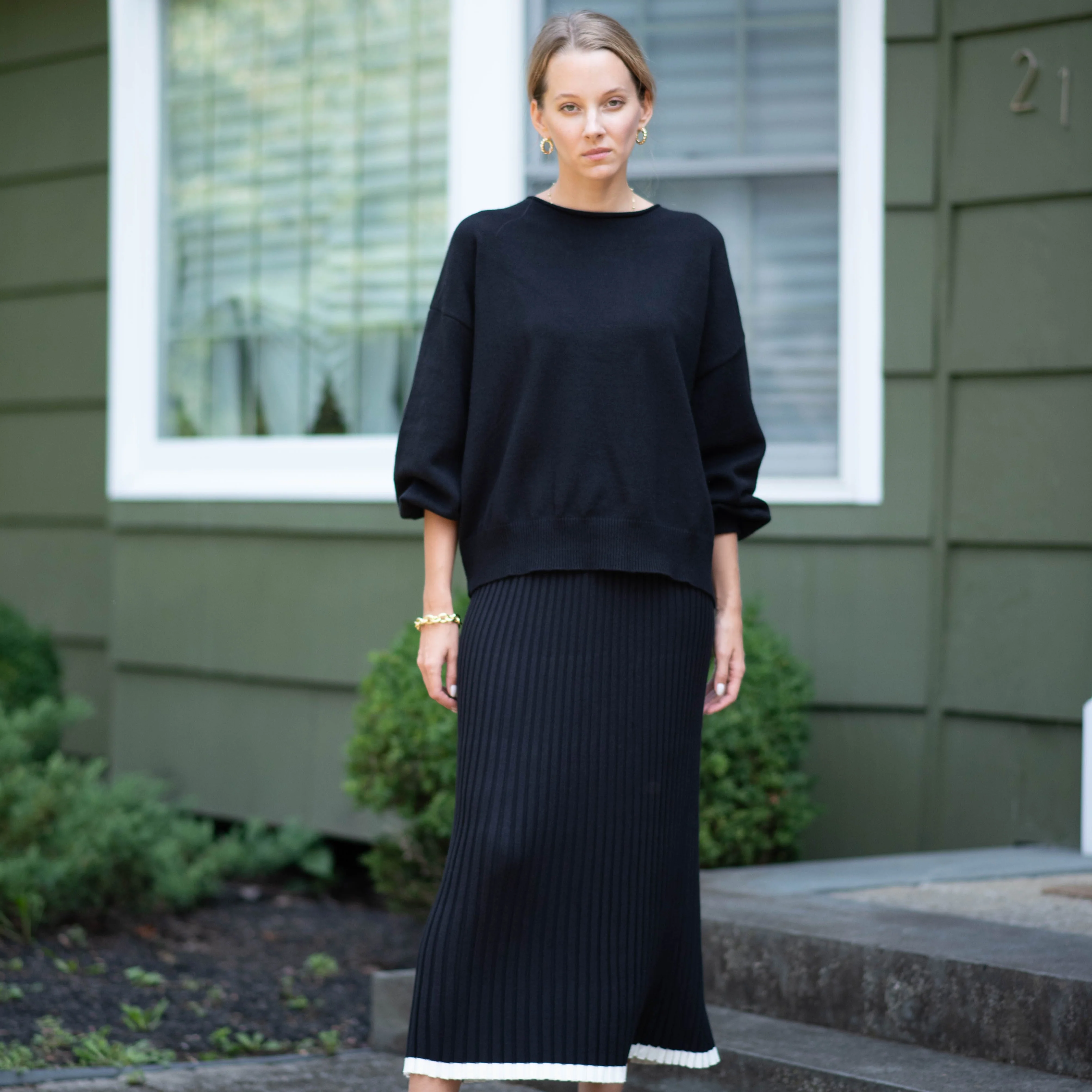 Contrast Knit Skirt | Black [Final Sale] - Image 6