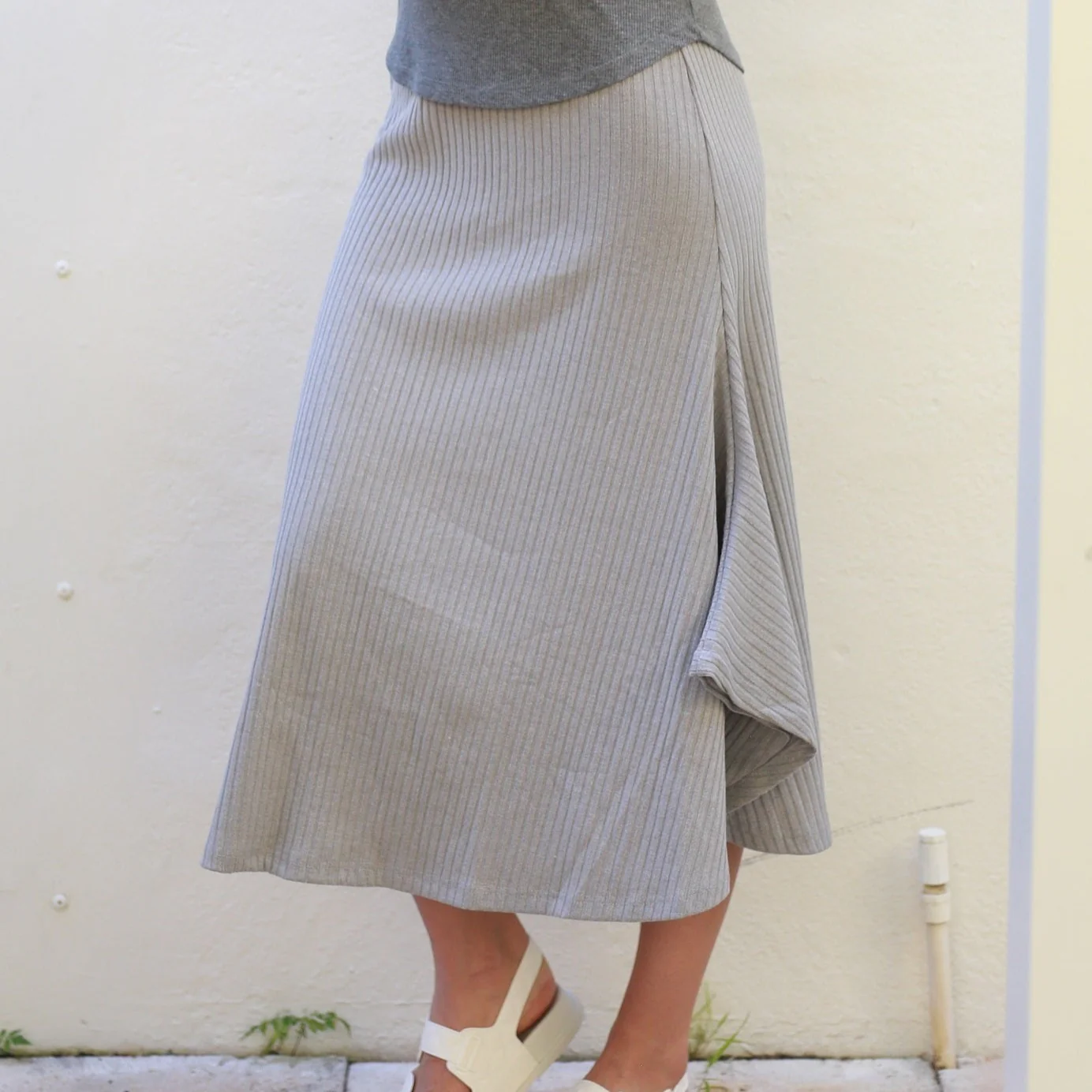 Ribbed Wing Skirt | Grey [Final Sale] - Image 2