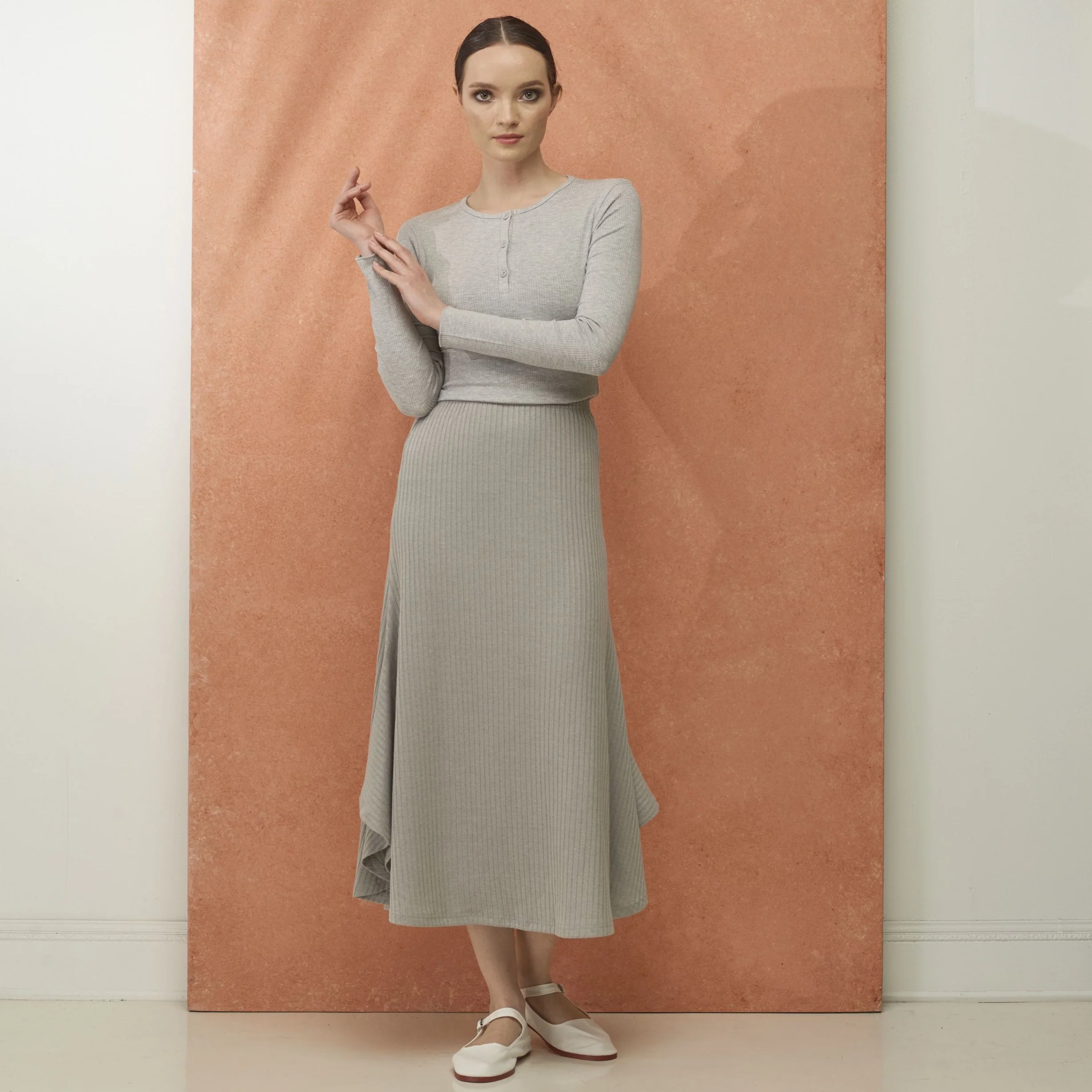 Ribbed Wing Skirt | Grey [Final Sale] - Image 5
