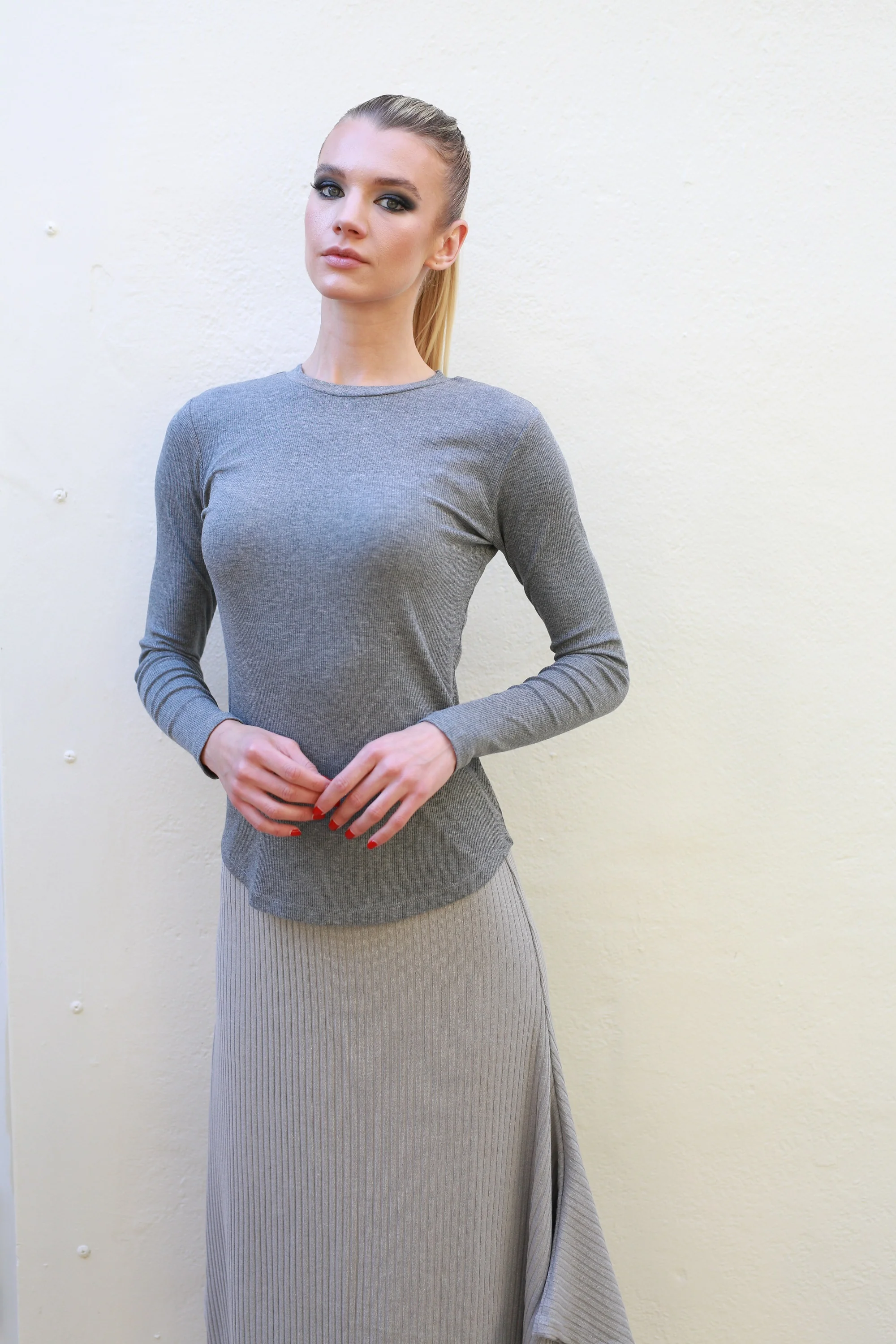 Ribbed Wing Skirt | Grey [Final Sale] - Image 6