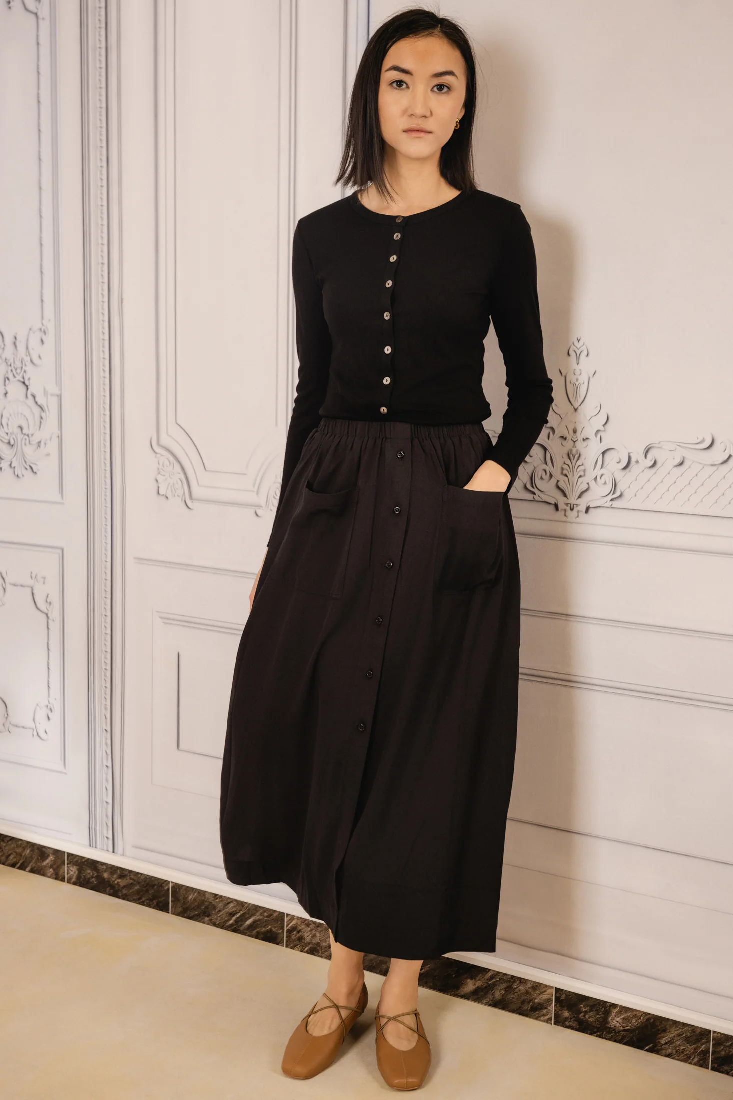 Crepe Button Down | Black - Image 3