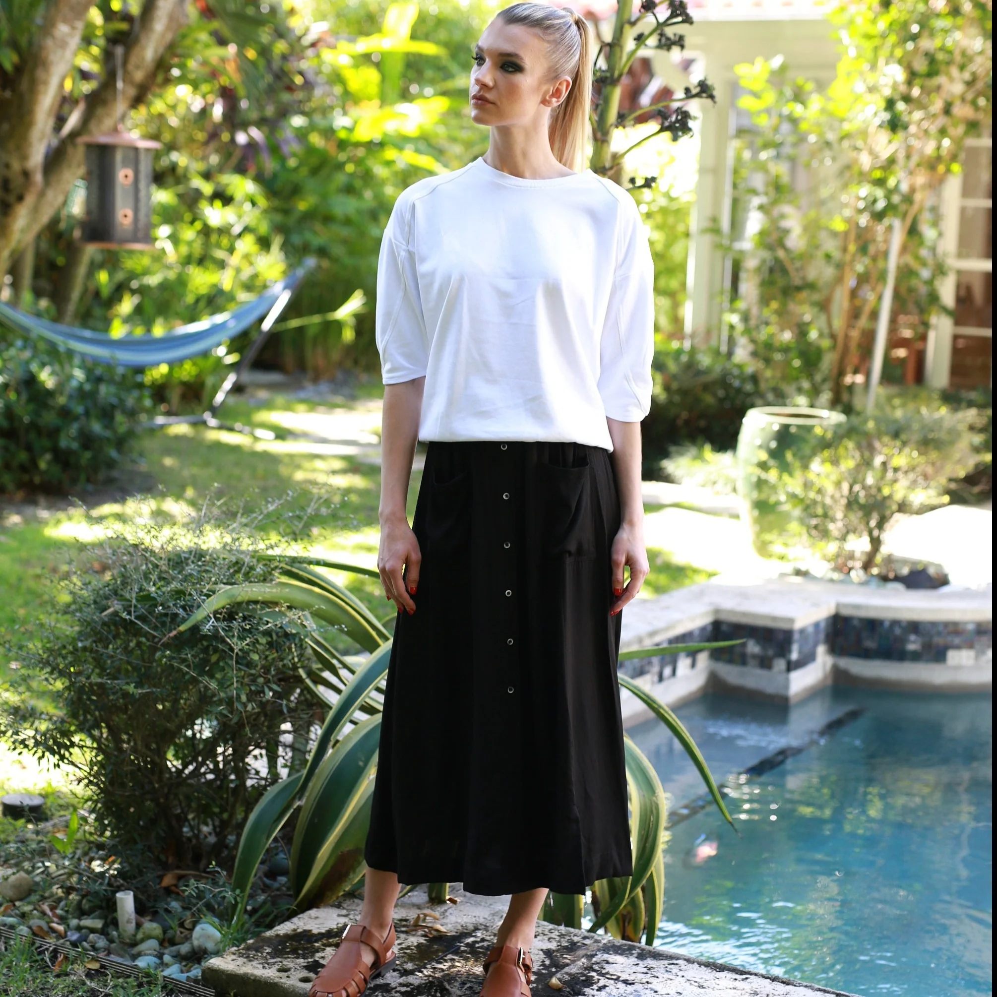 Crepe Button Down | Black - Image 7
