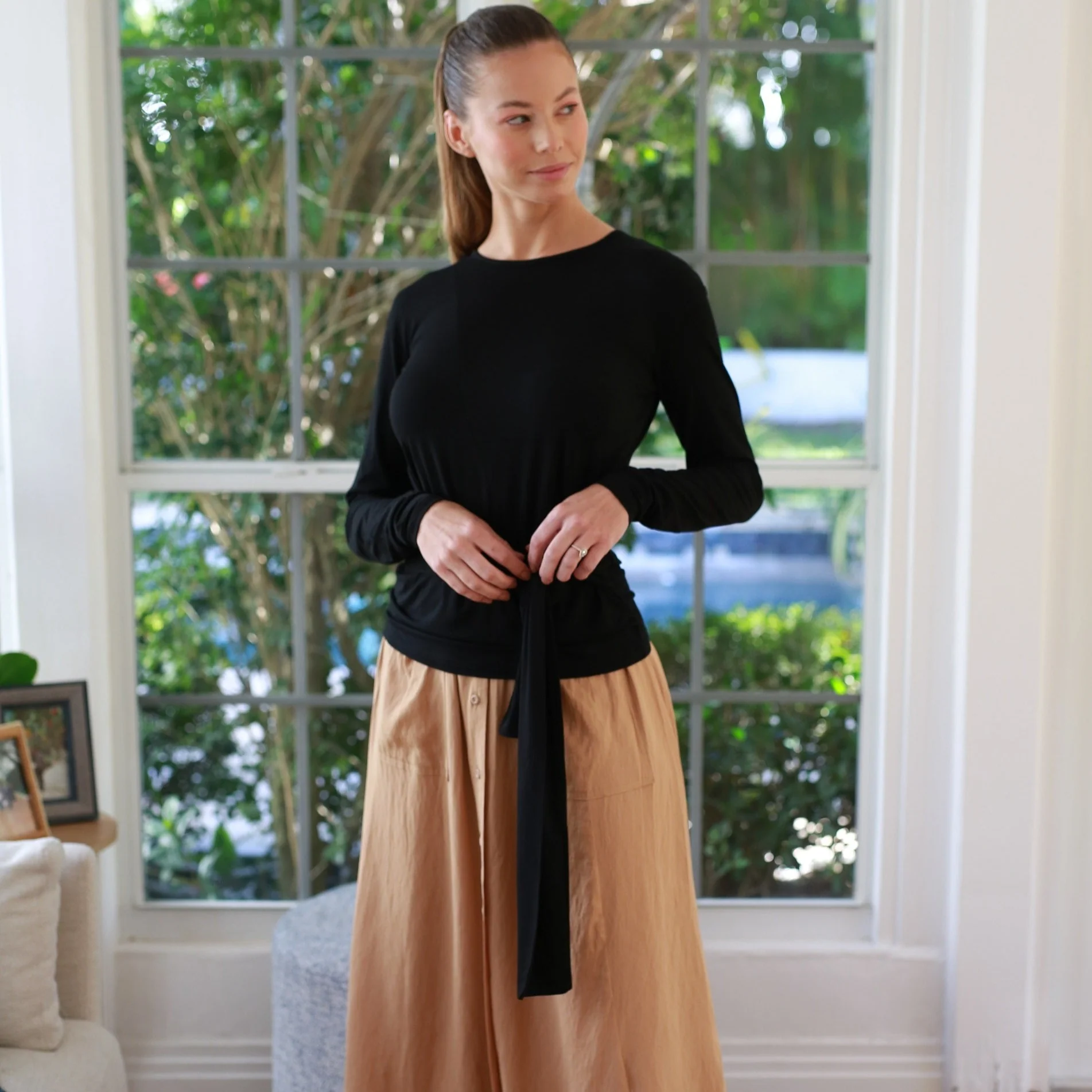 Crepe Button Down | Camel [Final Sale] - Image 5