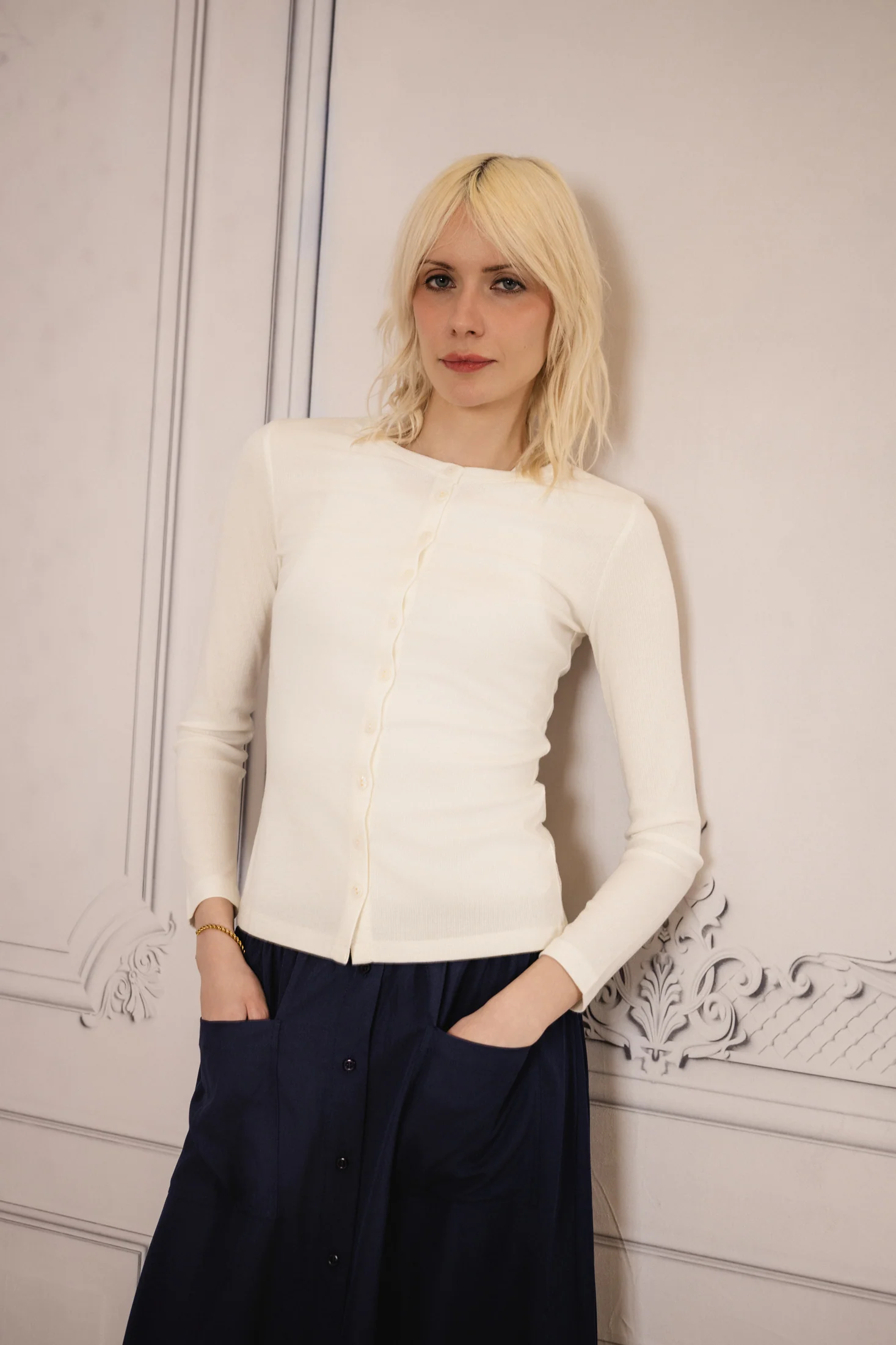 Crepe Button Down | Navy - Image 3