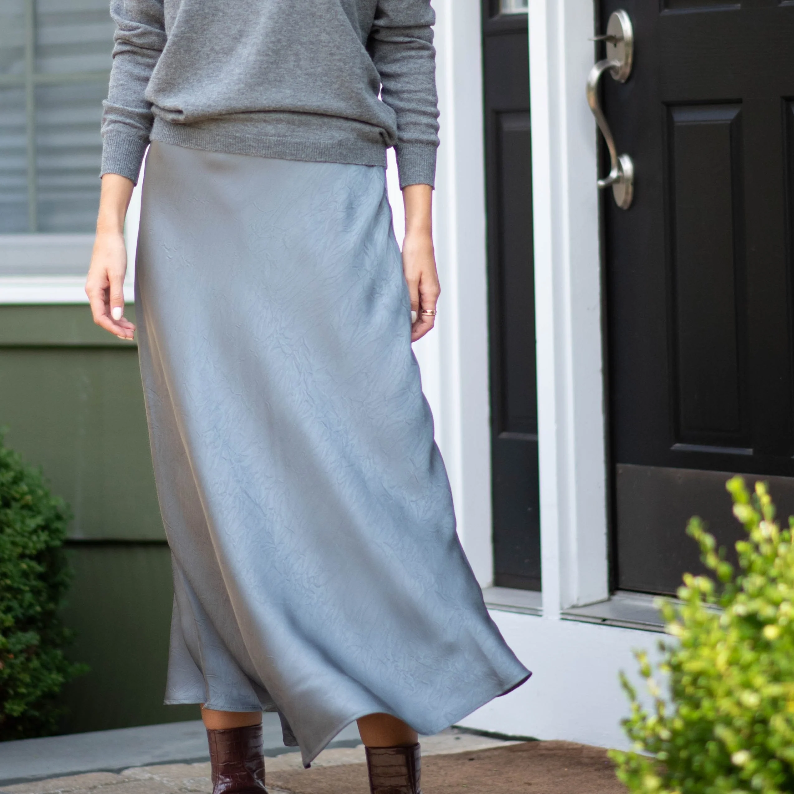 Crinkle Slip Skirt | Gray [Final Sale]