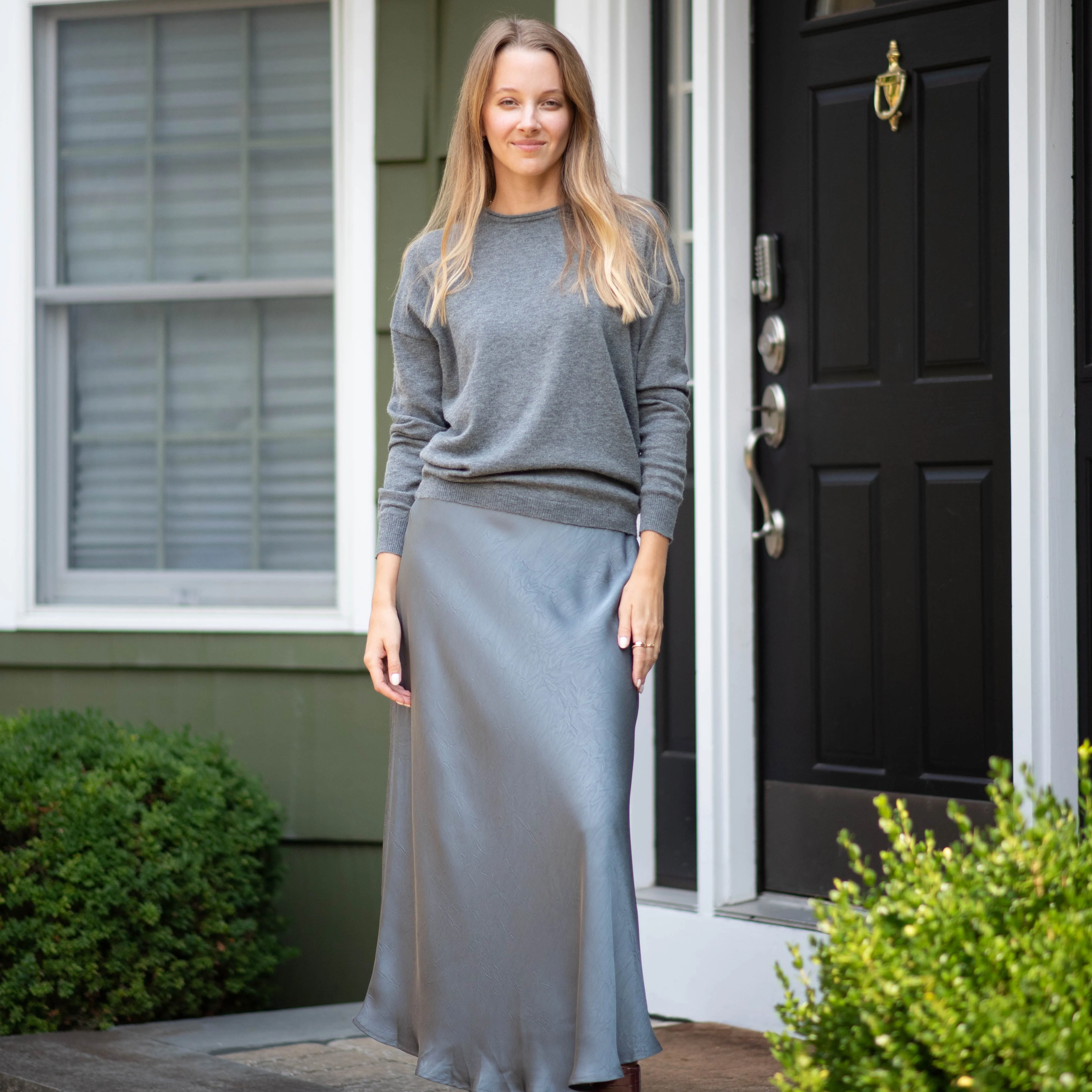 Crinkle Slip Skirt | Gray [Final Sale] - Image 2