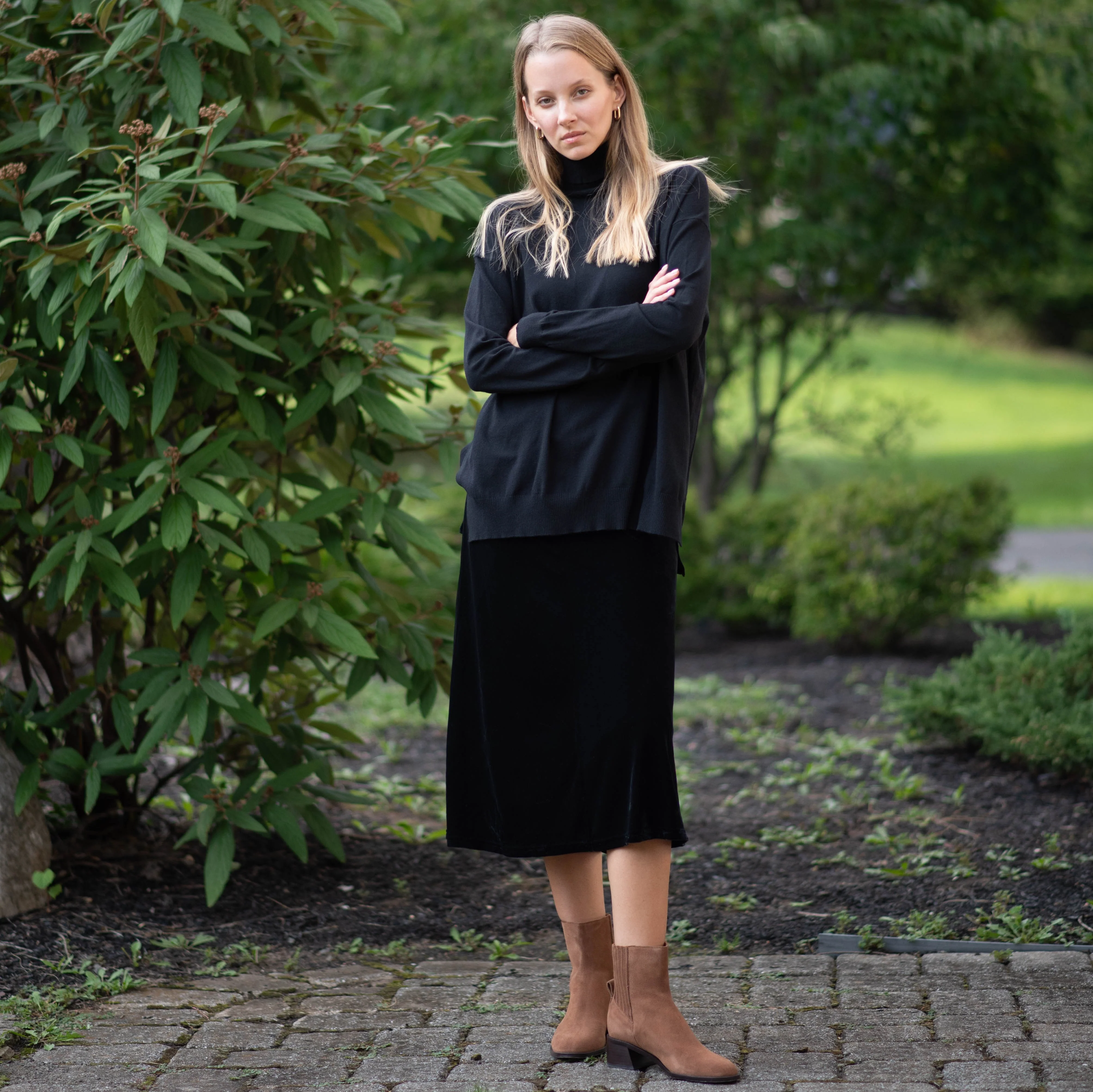 Velour Midi Skirt | Black [Final Sale] - Image 5