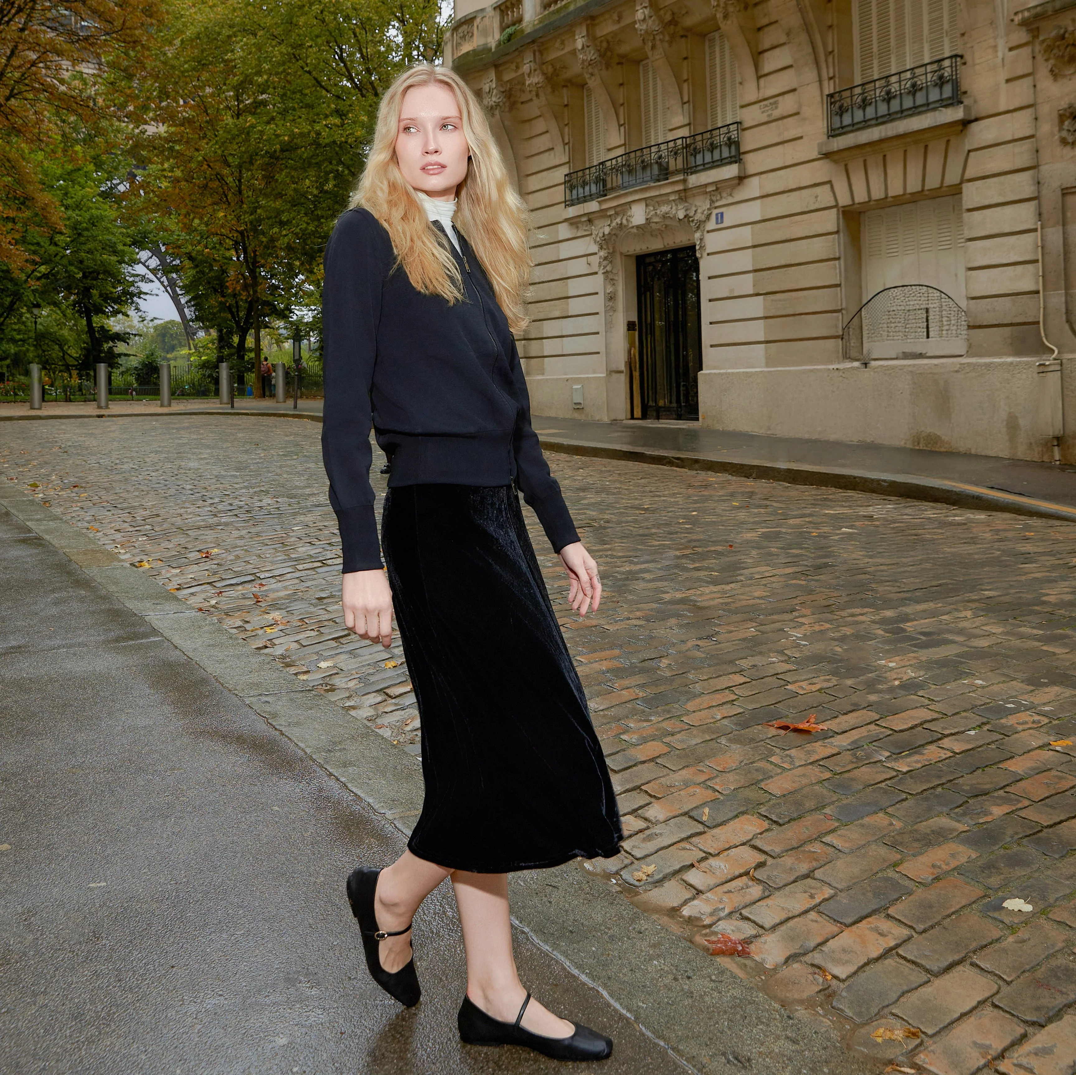 Velour Midi Skirt | Black [Final Sale] - Image 6