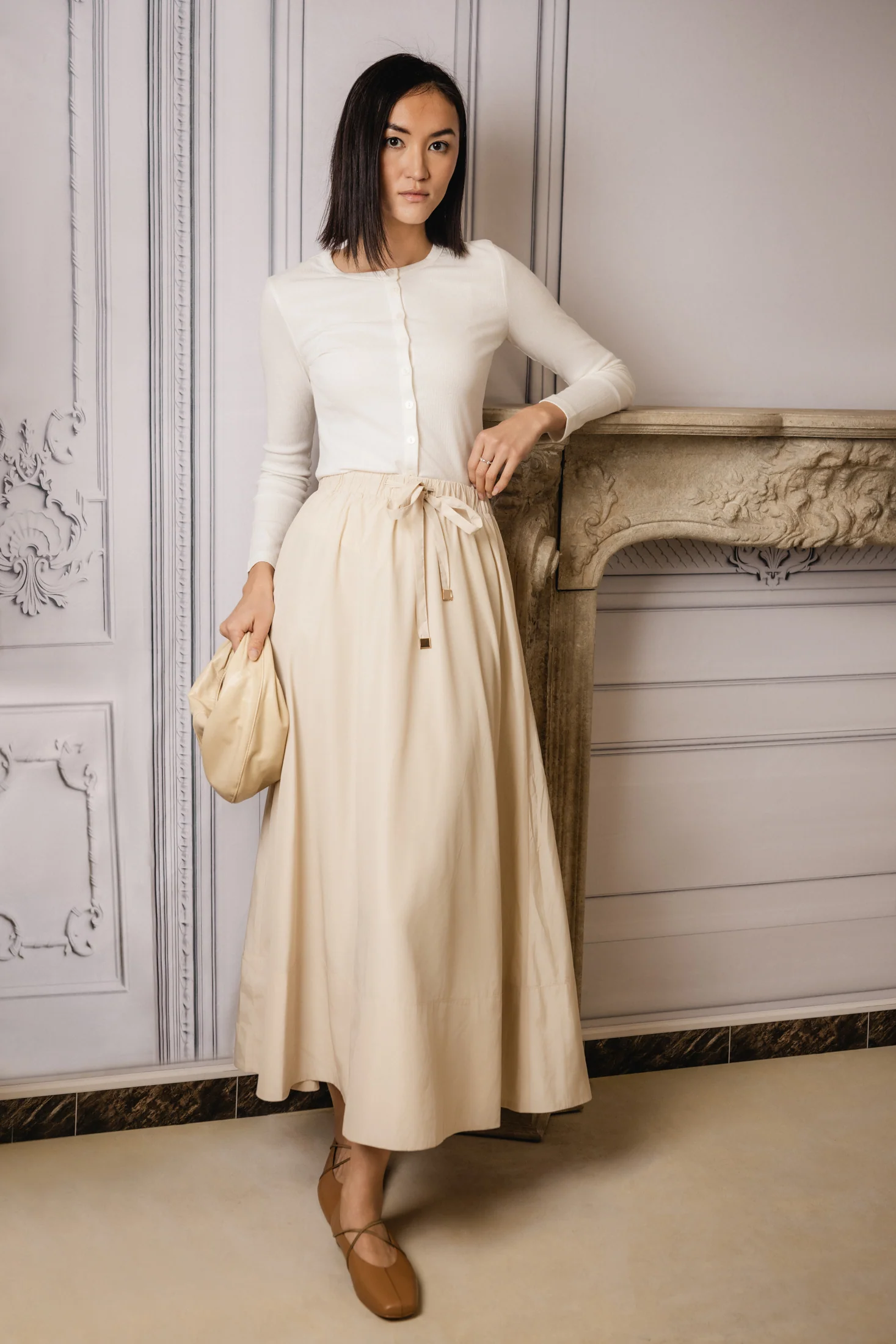 Payge drawstring skirt | Light Beige - Image 2