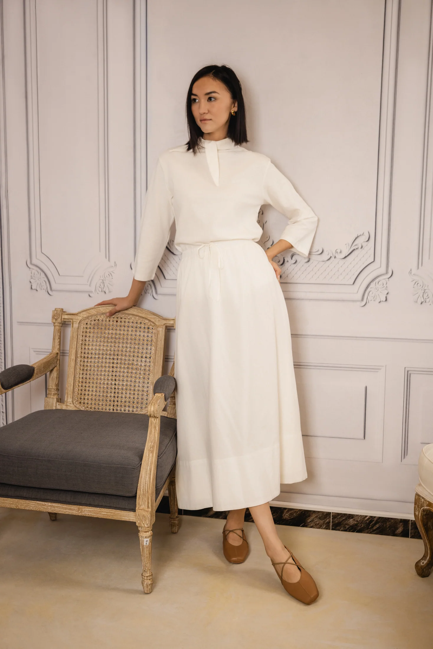Colette Drawstring Skirt | White - Image 3