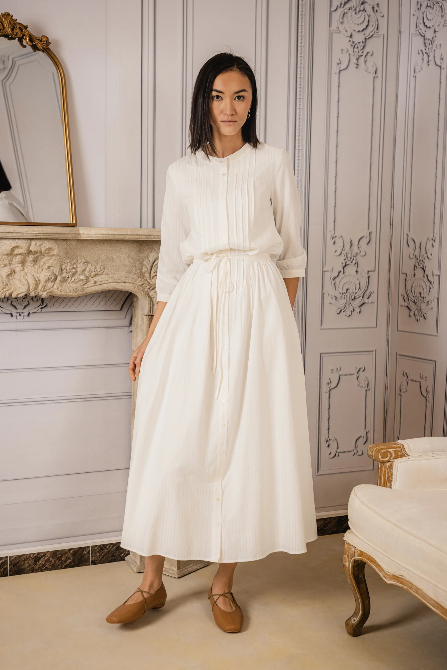 Maribel Striped Dress | White - Image 3