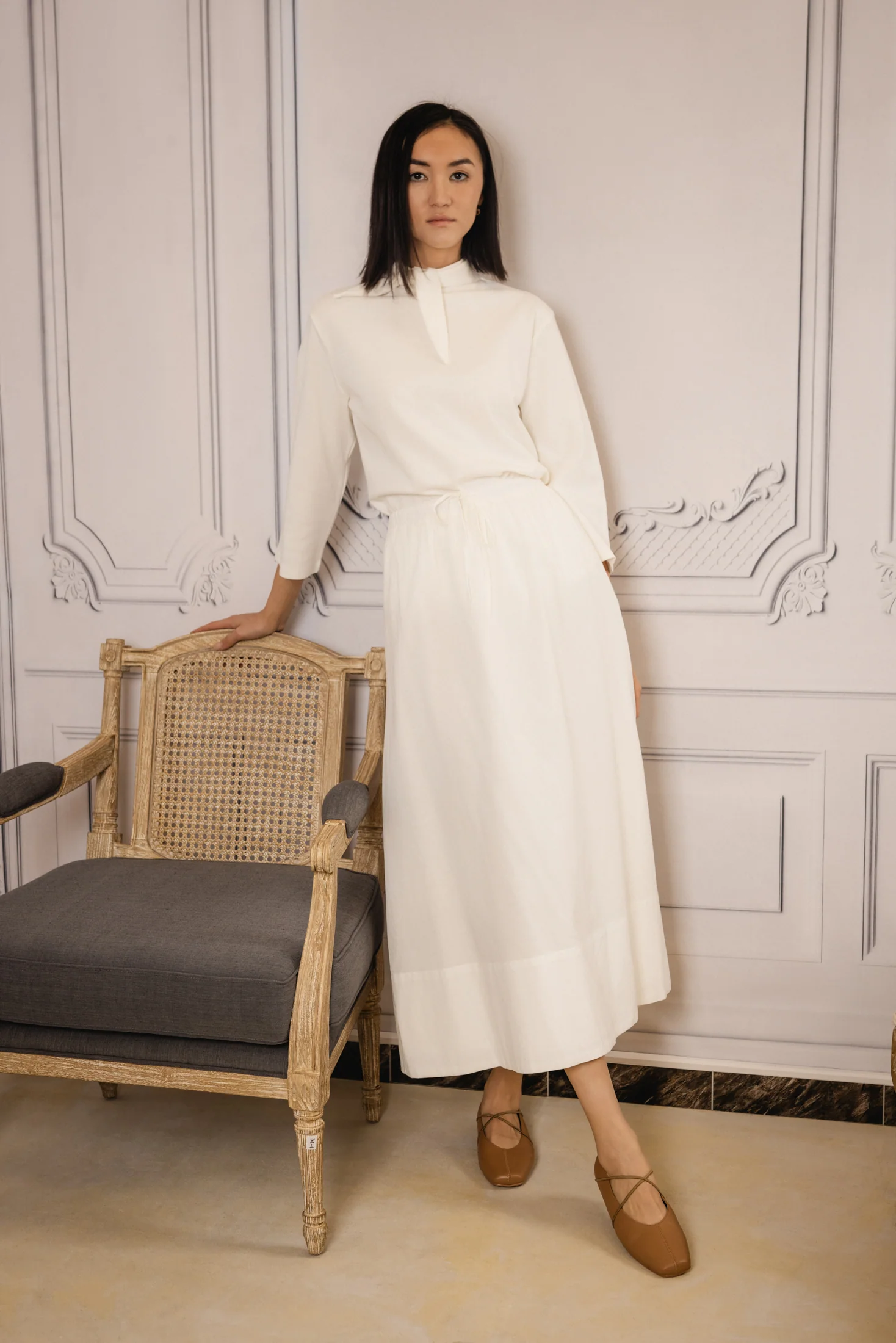 Tie Neck Top | White - Image 2