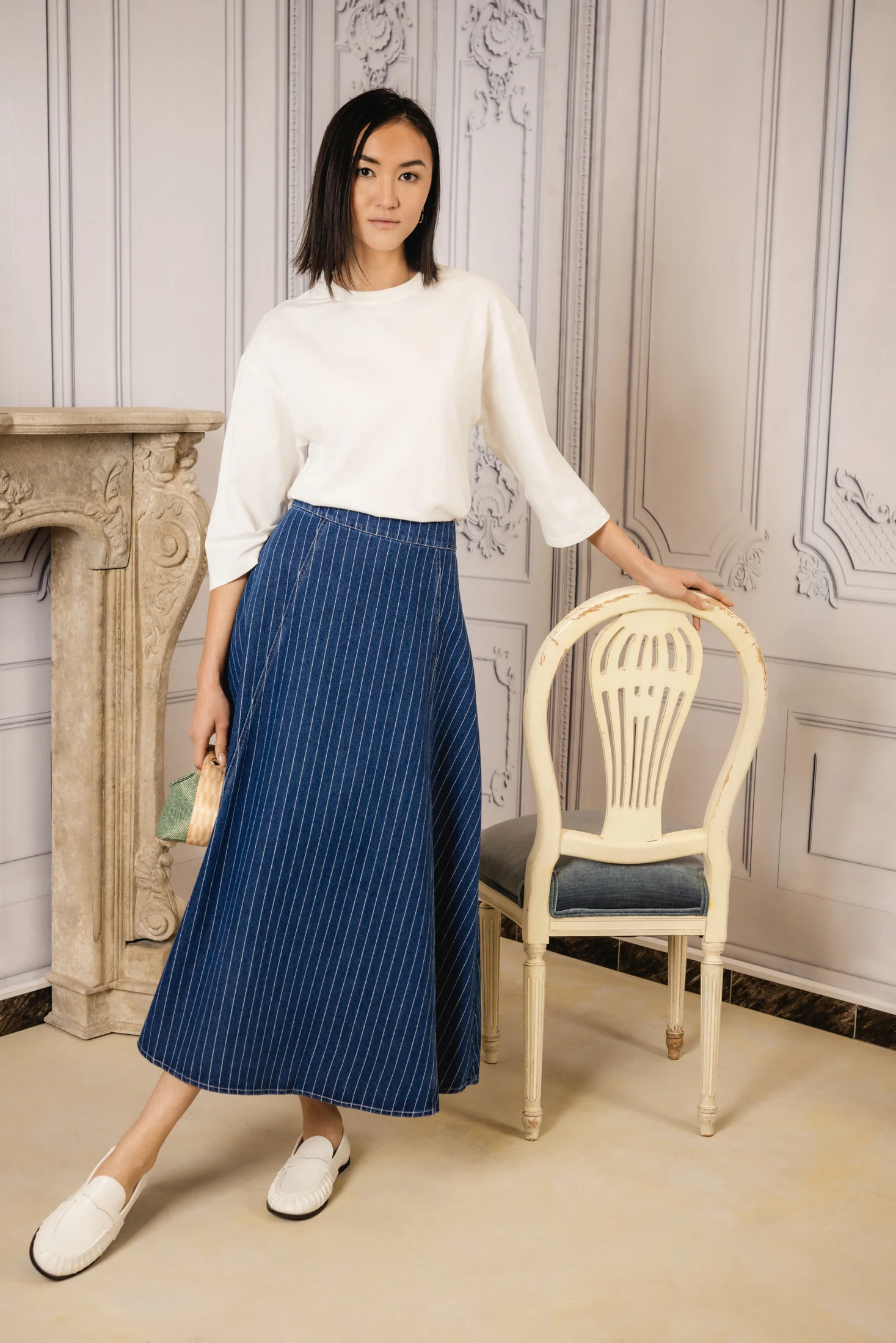 Striped Denim Skirt | Blue - Image 2