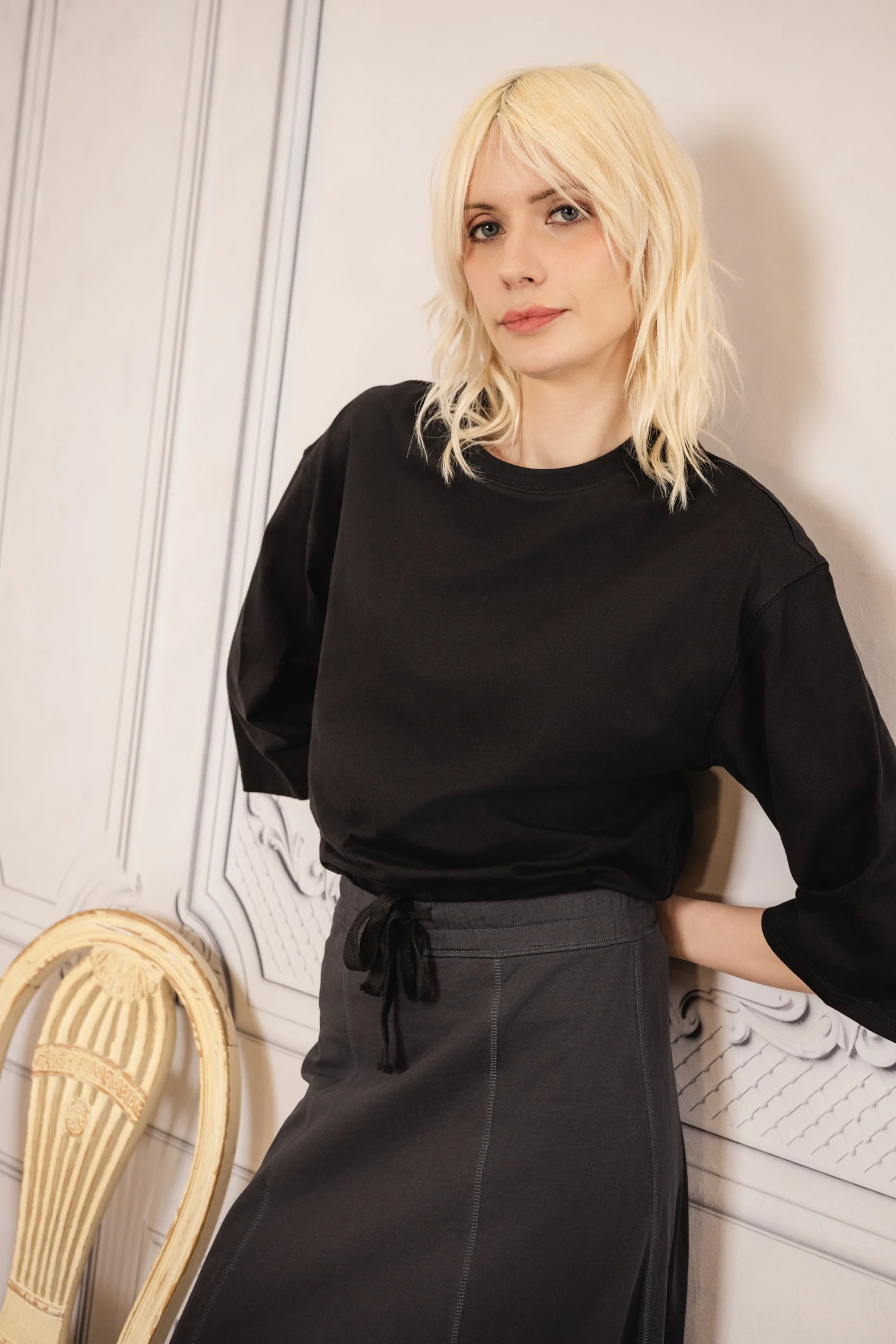 Drawstring Maxi Skirt| Asphalt - Image 3