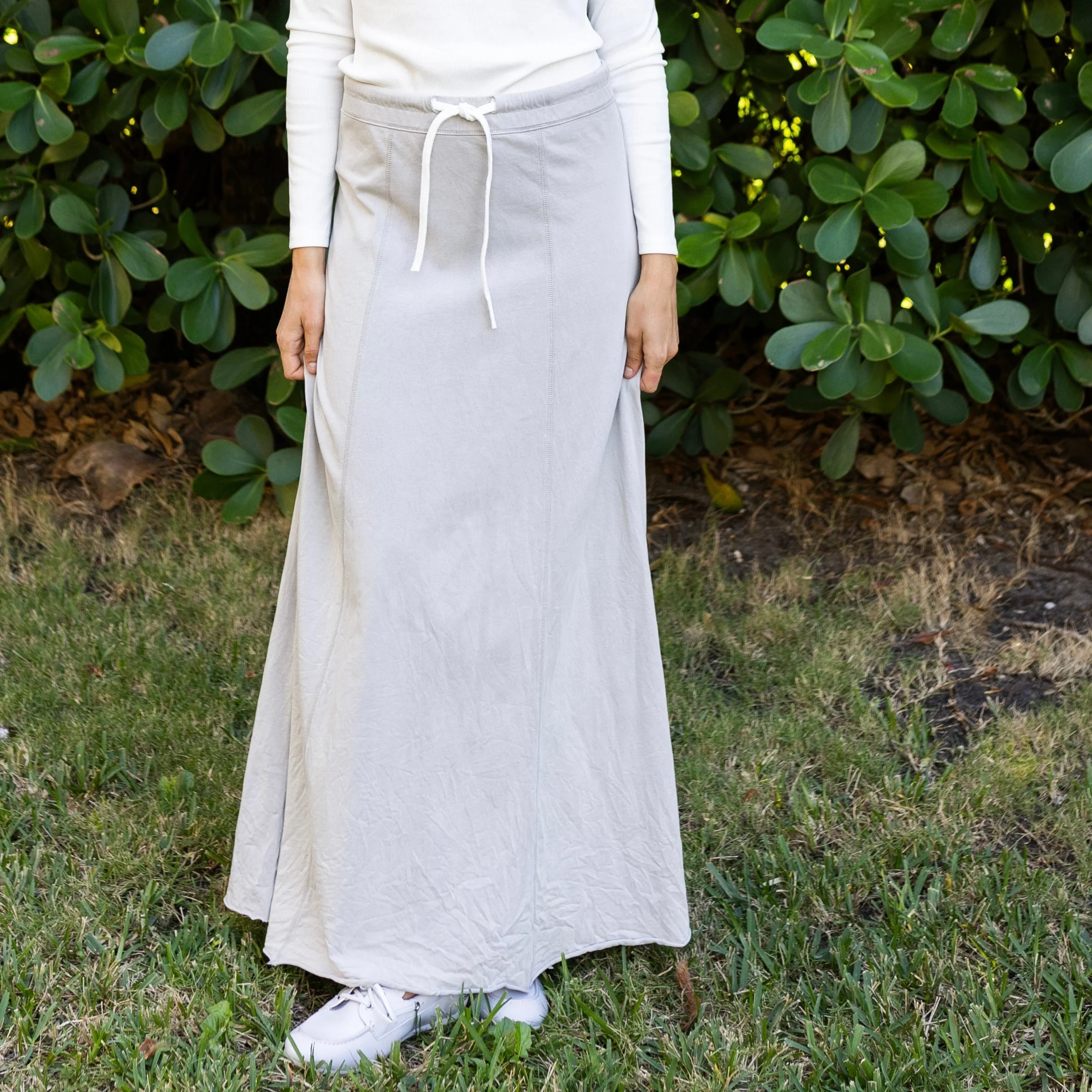 Drawstring Maxi Skirt| Gray - Image 4