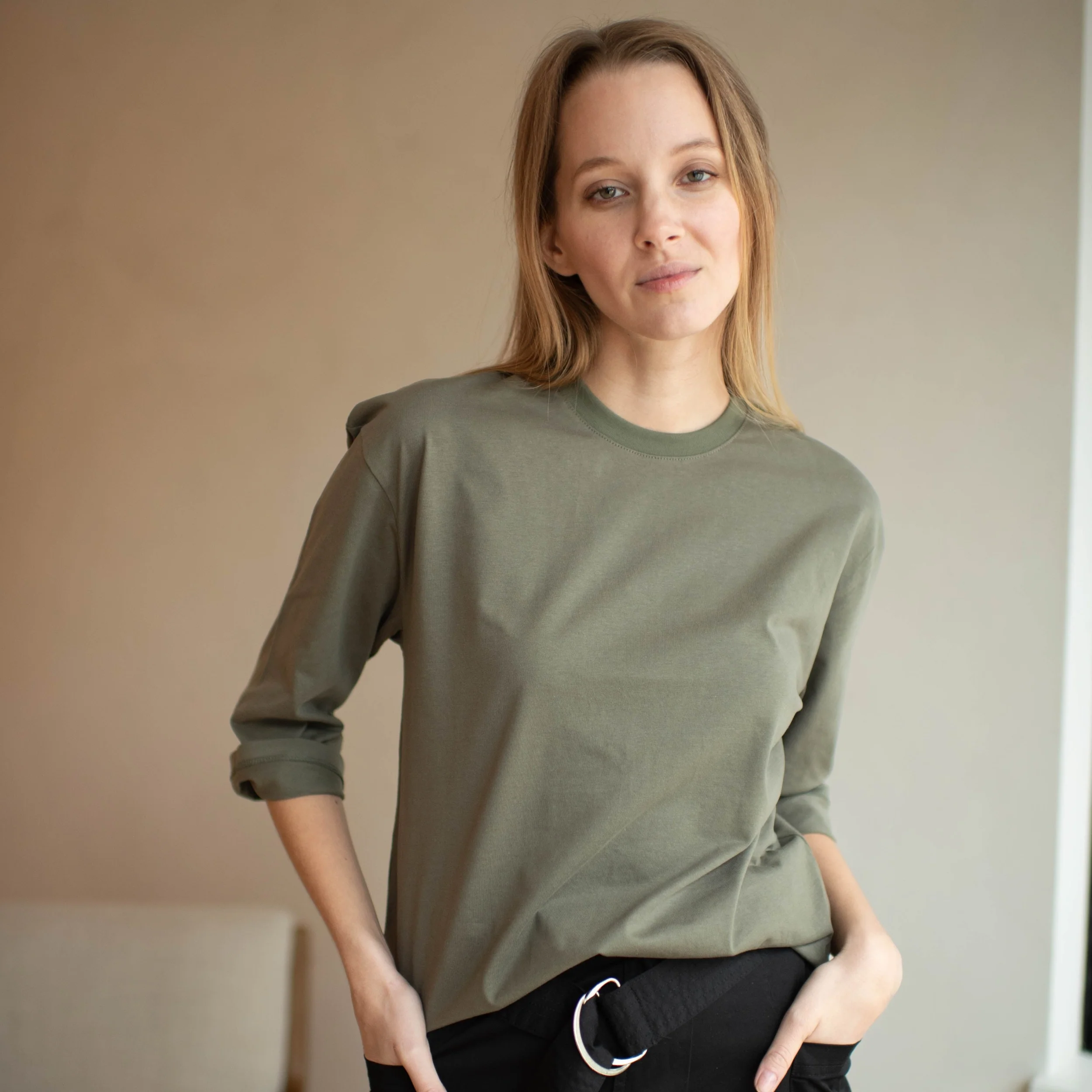 Essential Crewneck Tee | Olive Green - Image 2