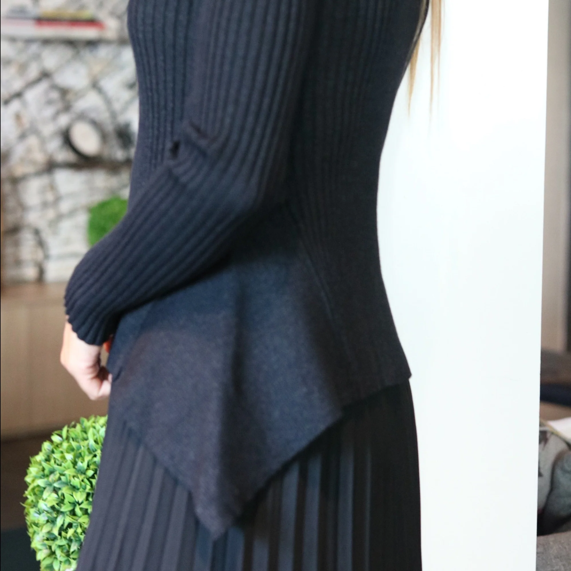 Flora Ribbed Knit Sweater | Marled Black [Final Sale] - Image 4