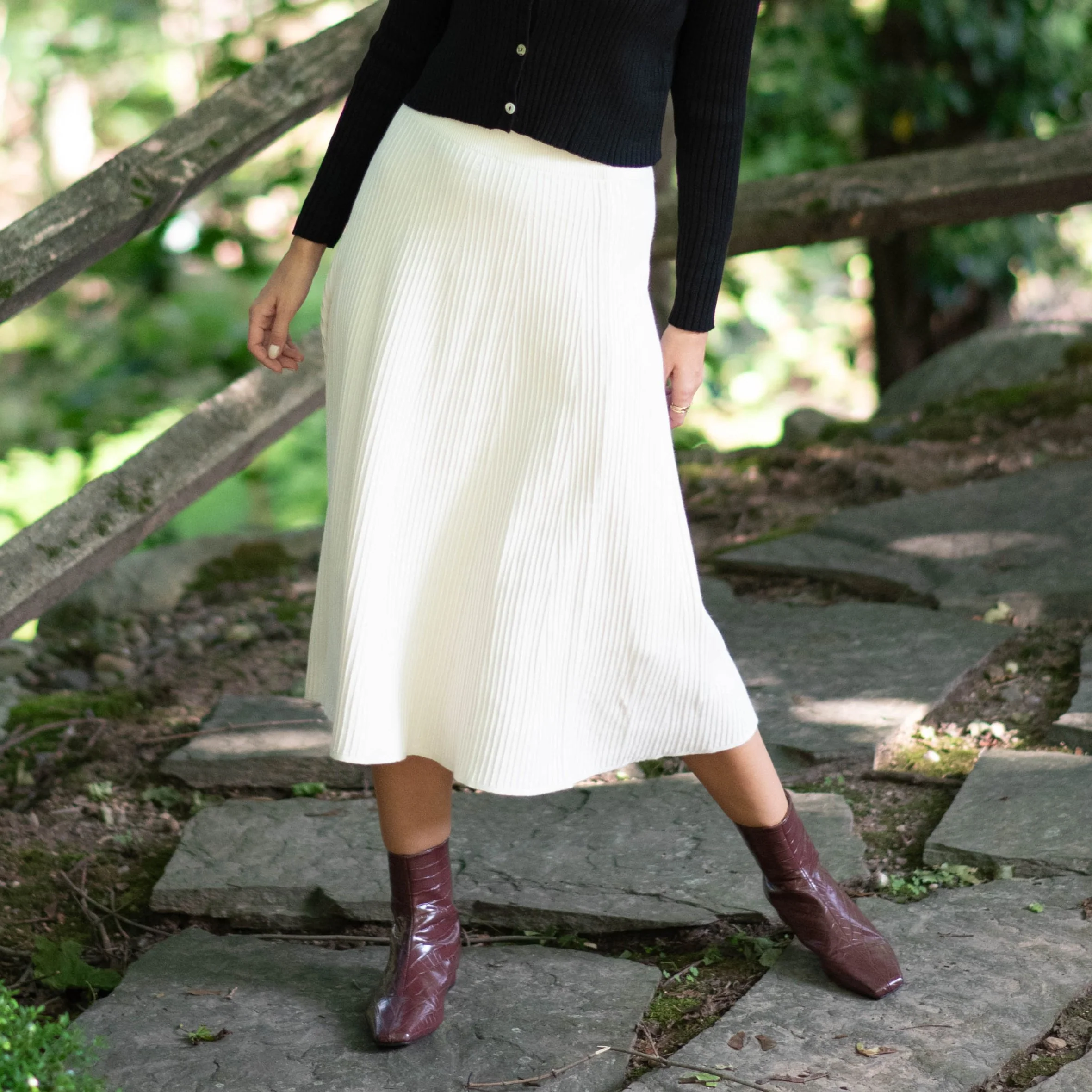 Midi Knit Skirt | Cream [Final Sale] - Image 3