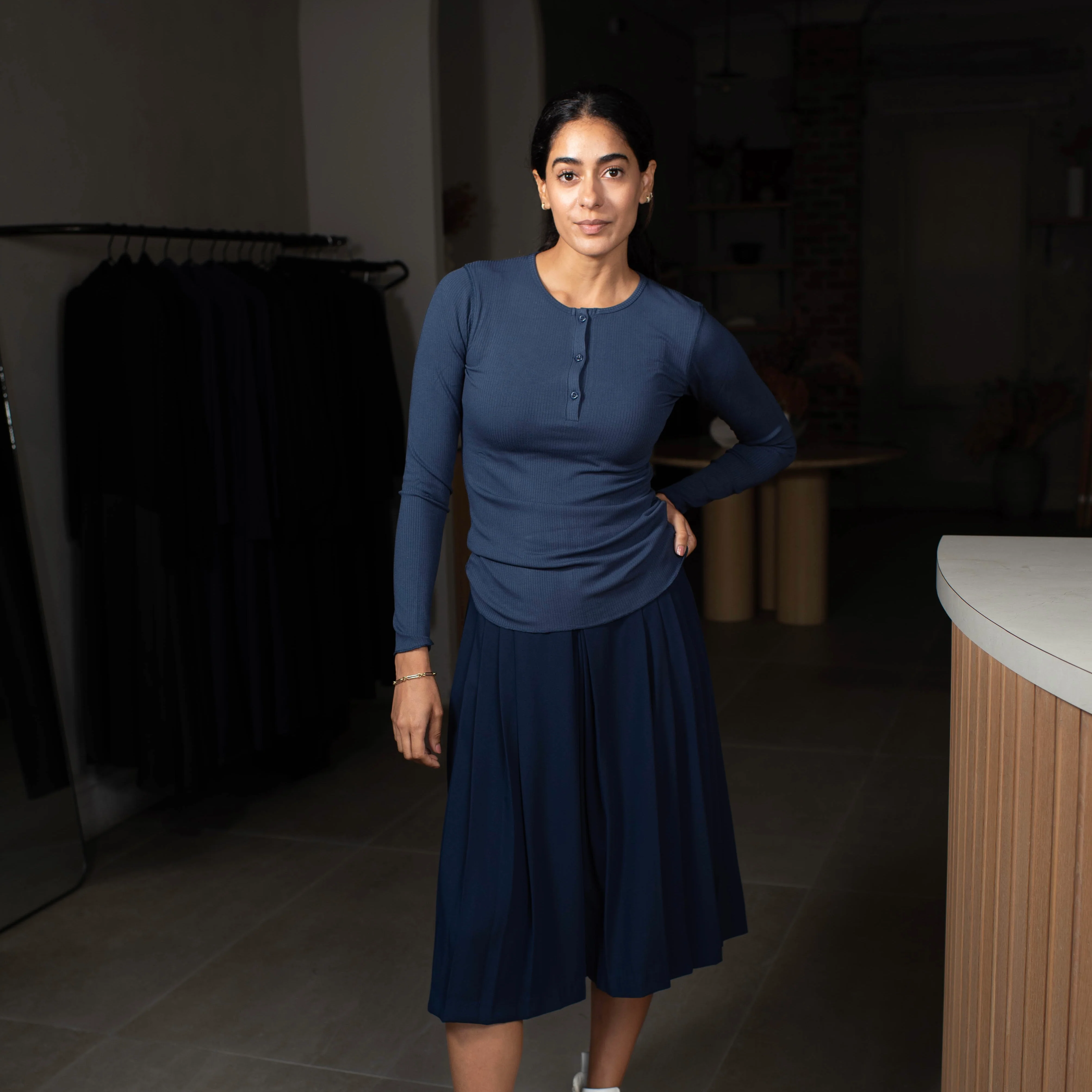 Pleated Panel Skirt | Navy [Final Sale] - Image 5