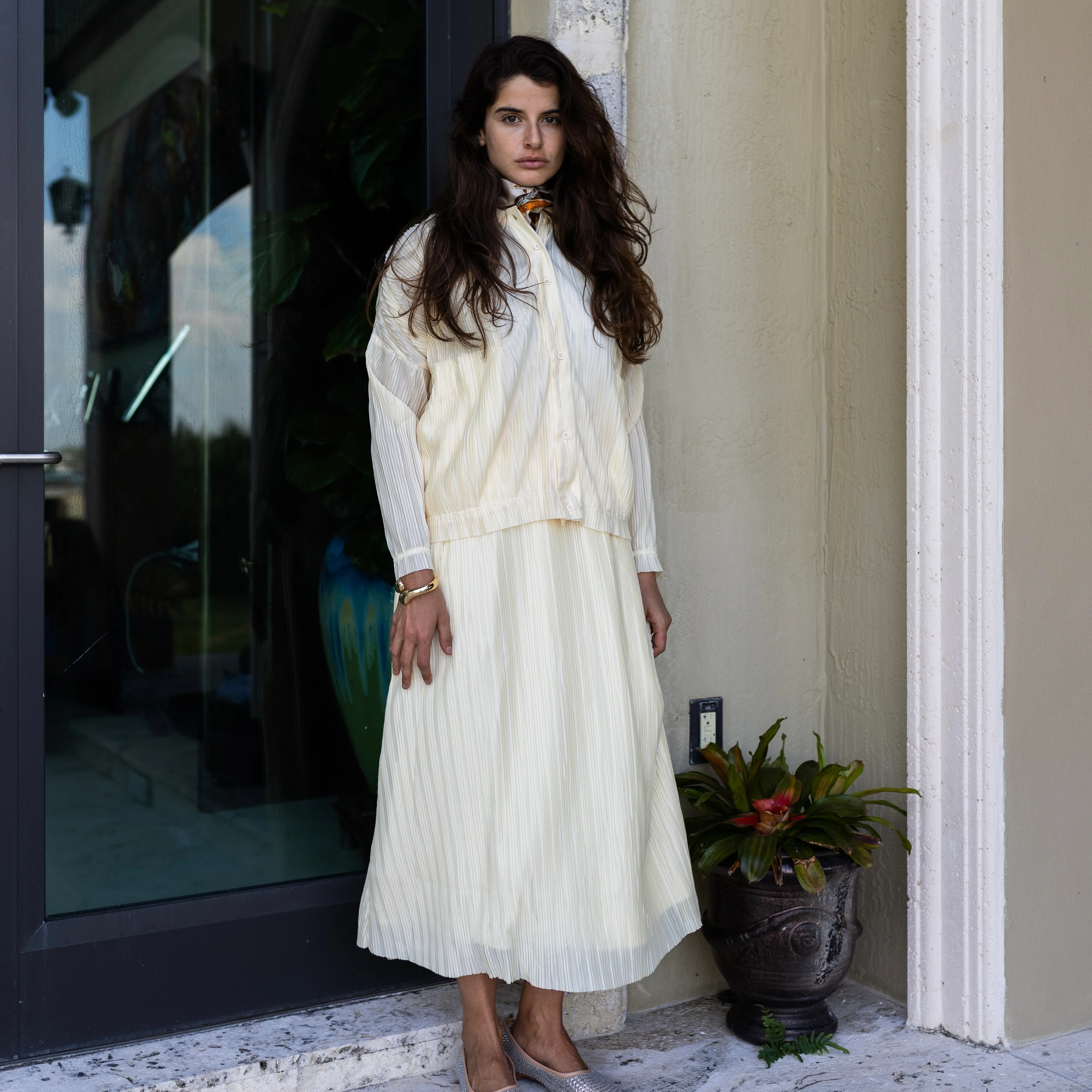 Plisse Skirt | Cream - Image 4