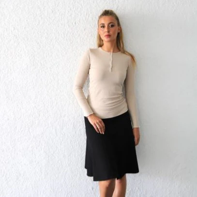 Ribbed Henley Tee | Beige [Final Sale] - Image 6