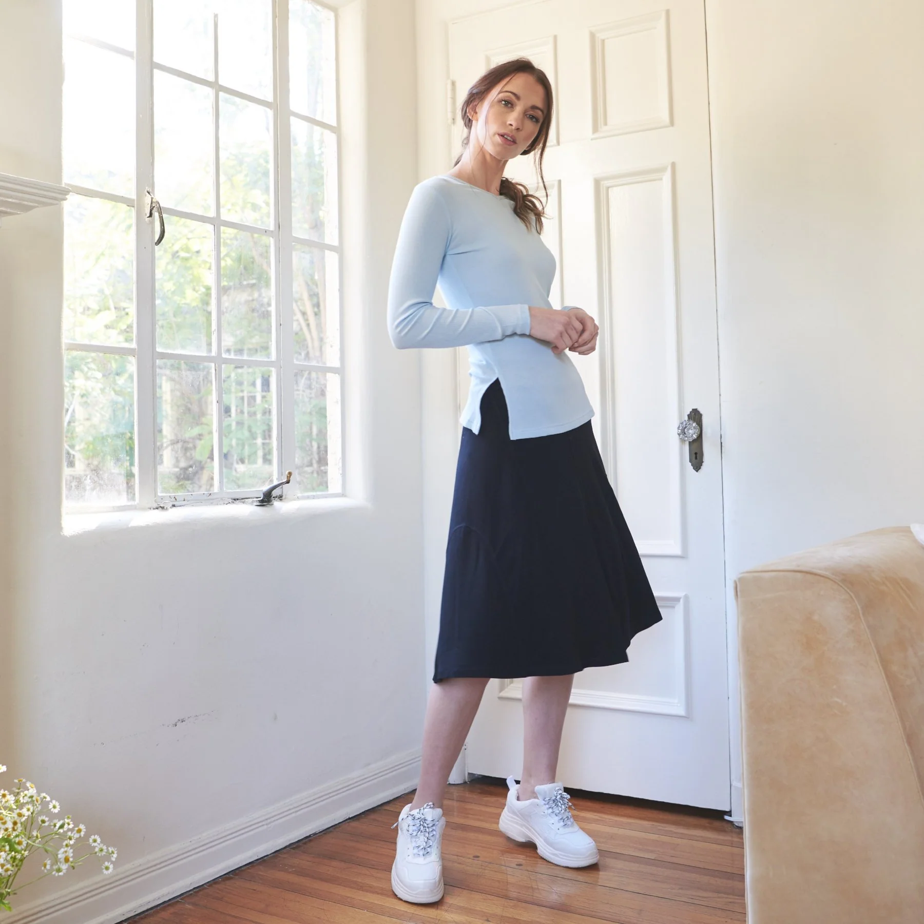 Ribbed V-neck Tee | Baby Blue - Image 4