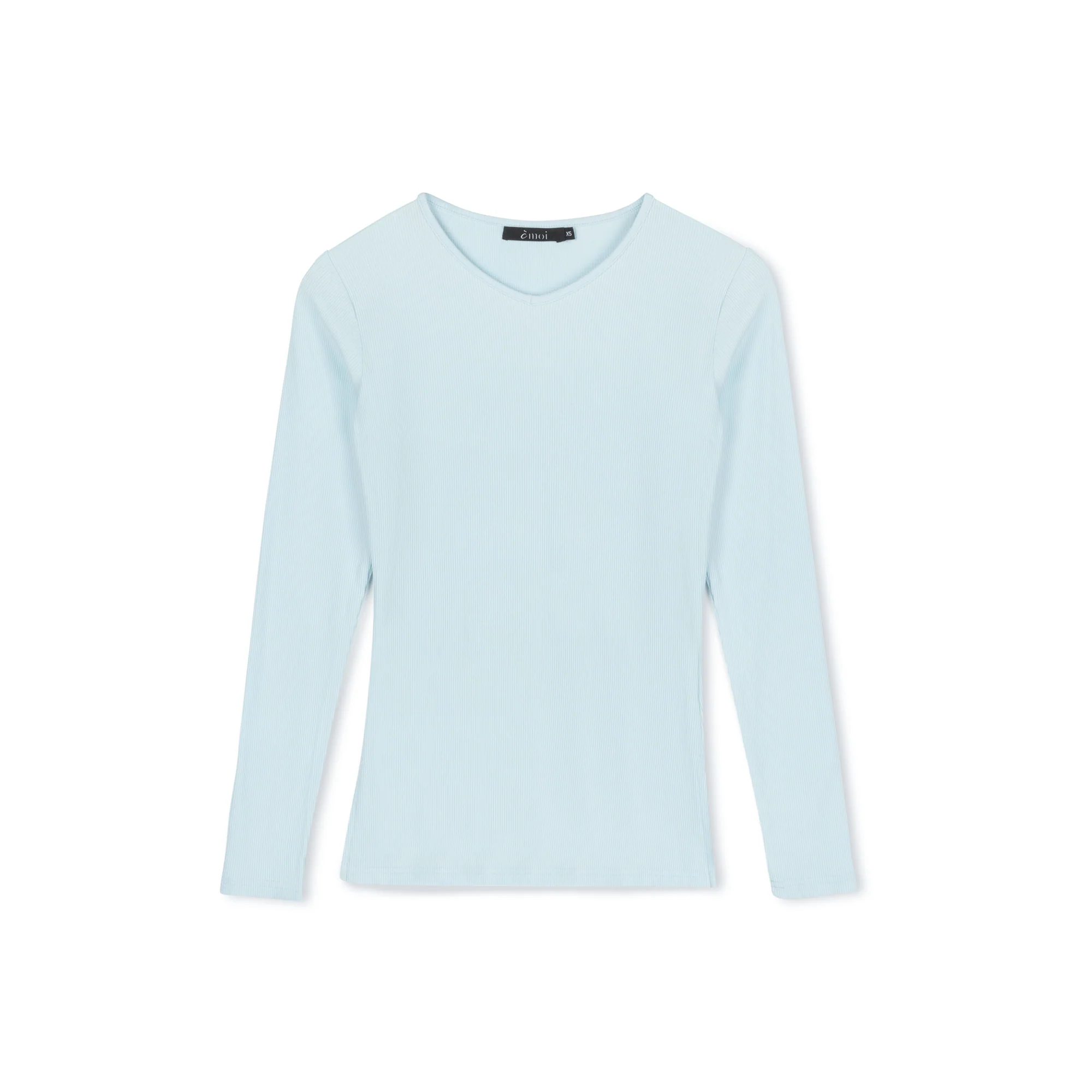 Ribbed V-neck Tee | Baby Blue - Image 6