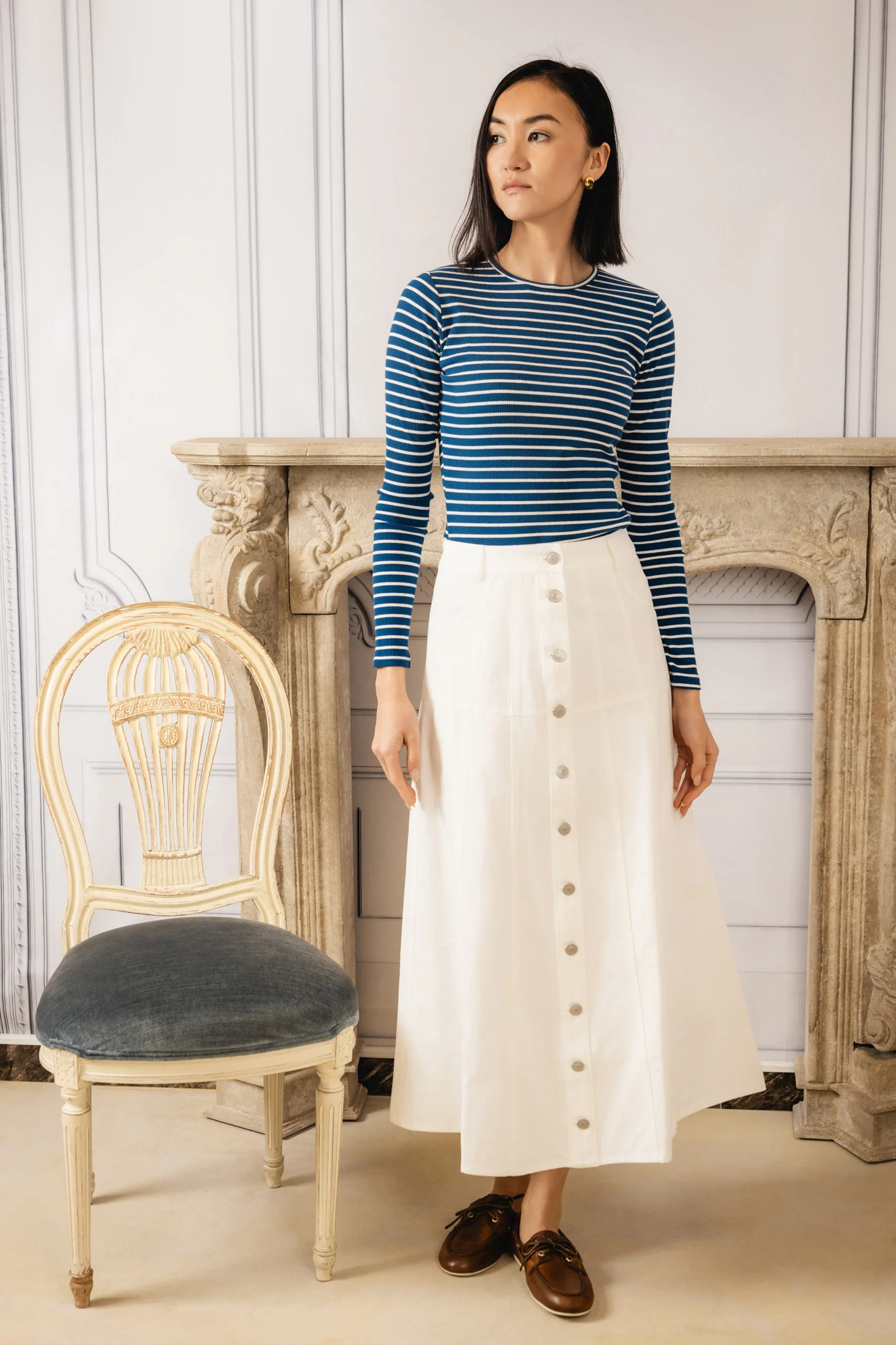 Striped Rib Crewneck | Blue/White - Image 3