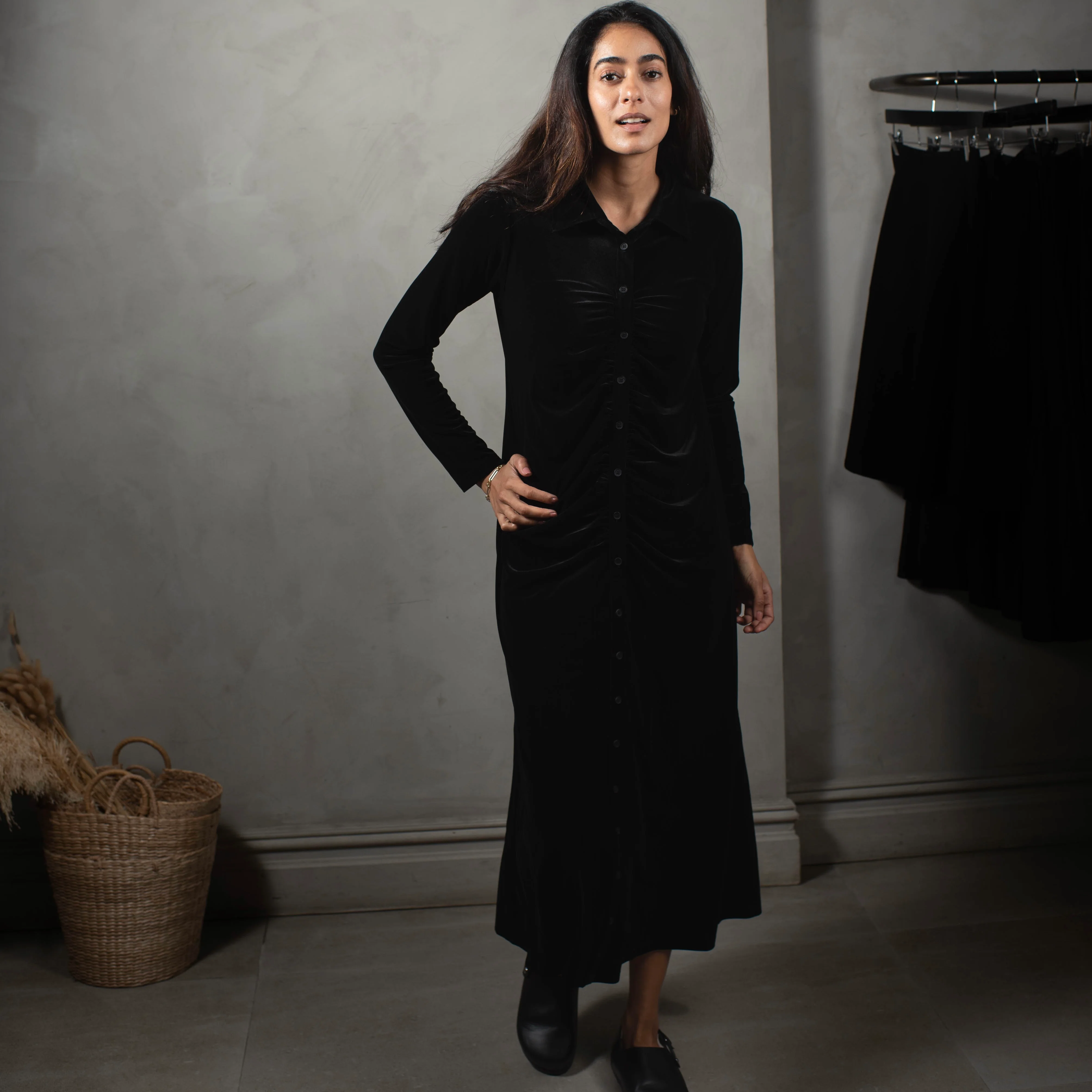 Velour Ruched Dress | Black [Final Sale] - Image 4