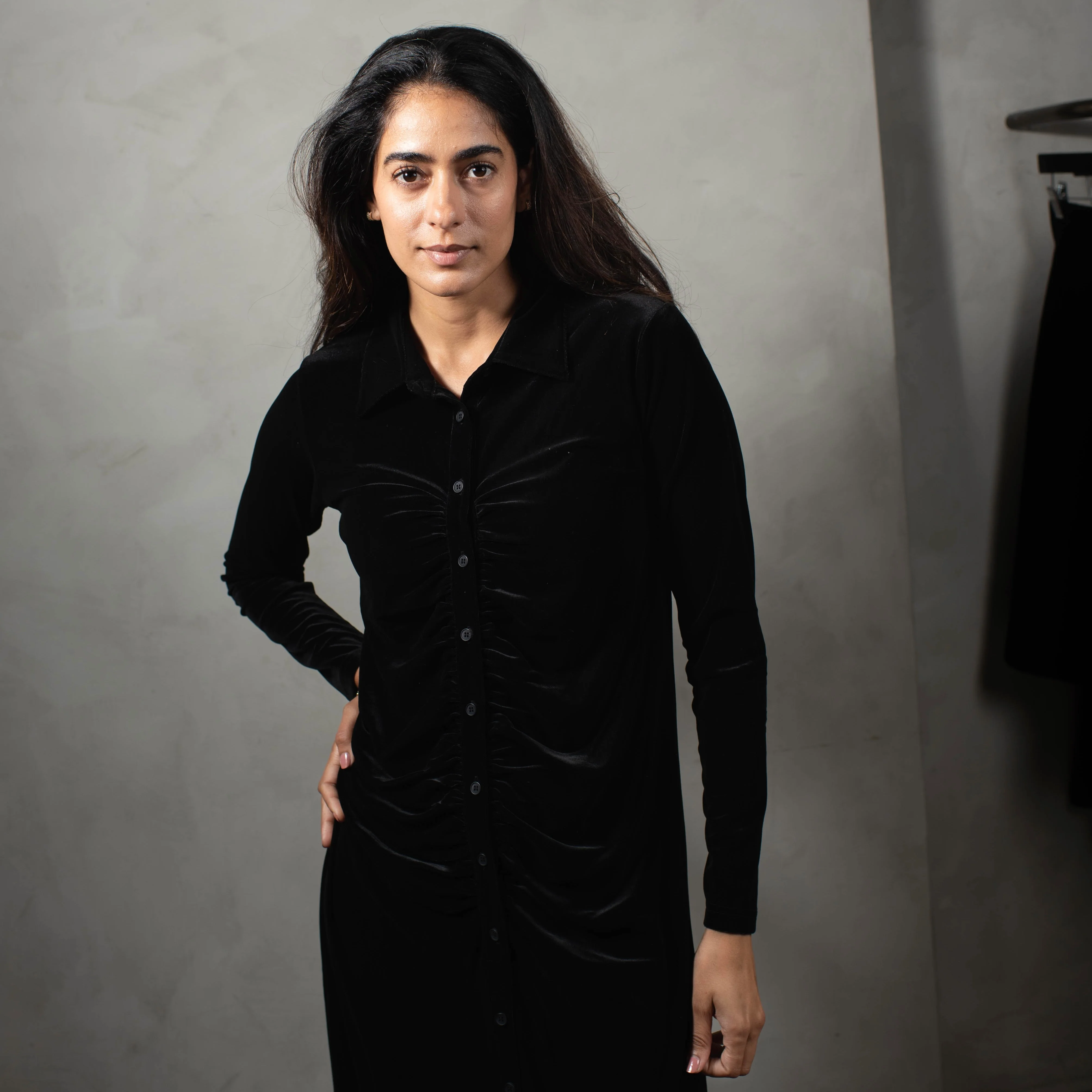 Velour Ruched Dress | Black [Final Sale] - Image 6