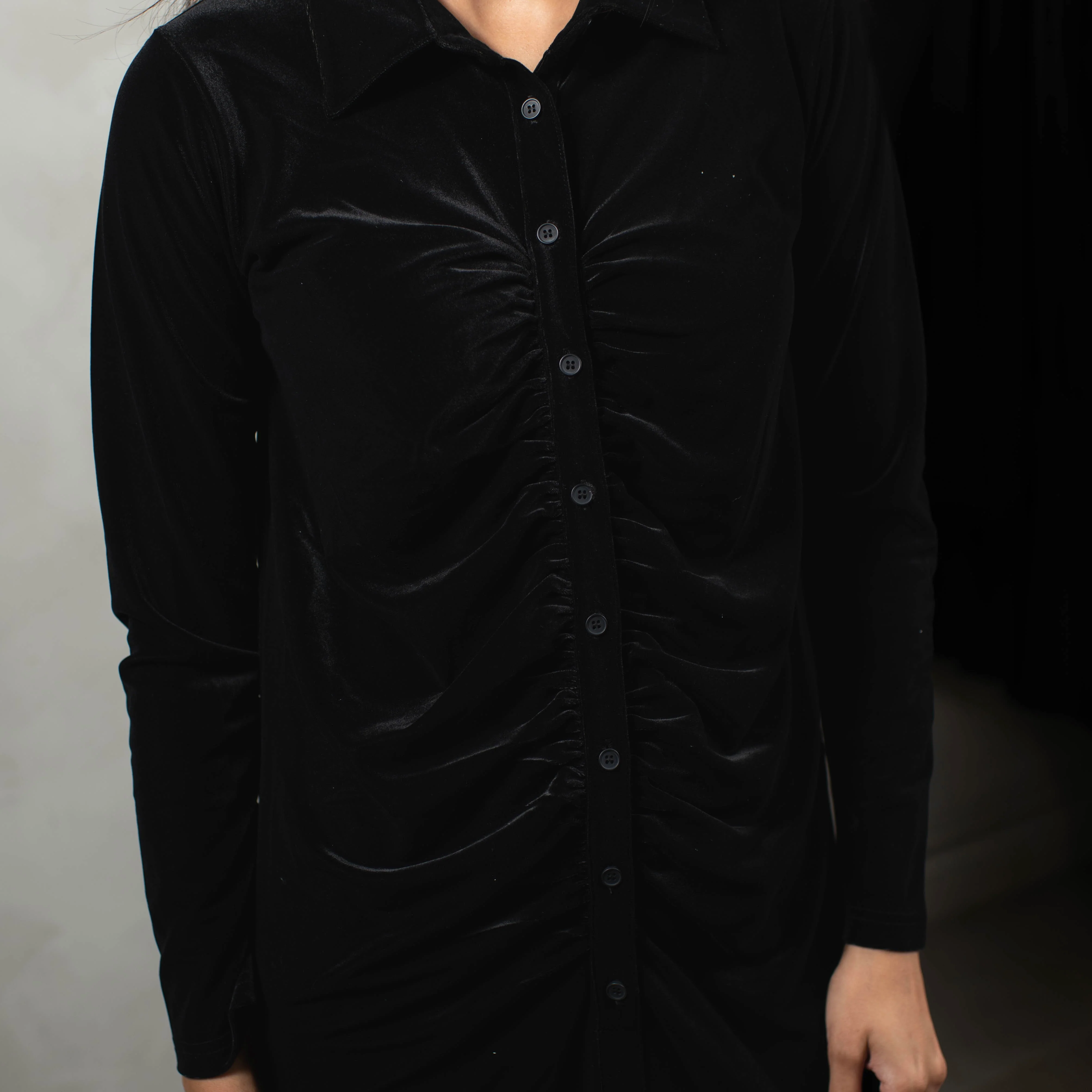Velour Ruched Dress | Black [Final Sale] - Image 7